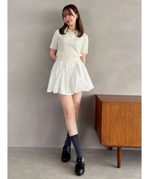 dazzlin(ダズリン)の「ケーブルポロドッキングトップス(ニット/セーター・レディース・ピンク/ネイビー/イエロー/グレー/オフホワイト・FREE)」の7枚目の写真