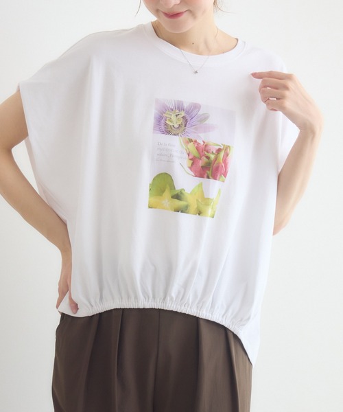 KATHARINE ROSS(キャサリンロス)の「フルーツプリントTシャツ(Tシャツ/カットソー・レディース・ホワイト/ブラウン・FREE)」の14枚目の写真