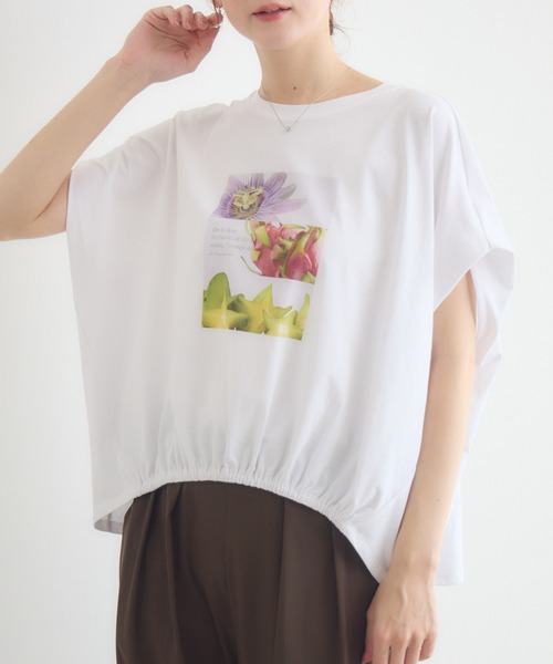 KATHARINE ROSS(キャサリンロス)の「フルーツプリントTシャツ(Tシャツ/カットソー・レディース・ホワイト/ブラウン・FREE)」の15枚目の写真