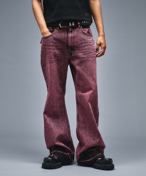 ANDER HUNK(アンダーハンク)の「Assort Overdyed Flare Denim/アソートオーバーダイフレアデニム(デニムパンツ・メンズ・バーガンディー/ブラック・SMALL/LARGE/MEDIUM)」の2枚目の写真
