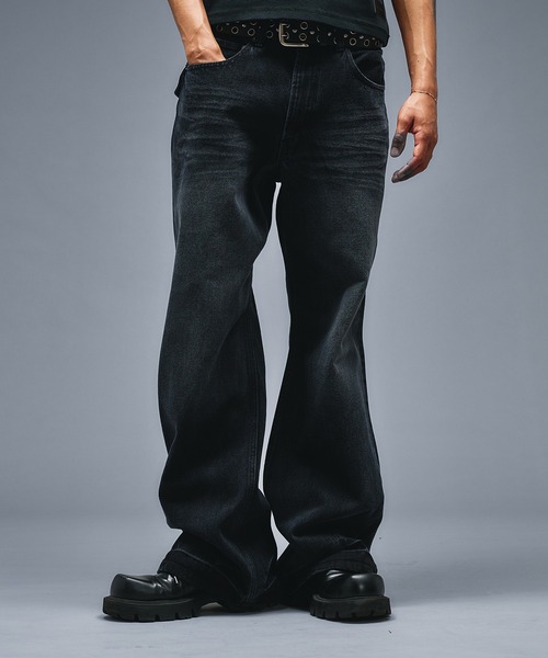 ANDER HUNK(アンダーハンク)の「Assort Overdyed Flare Denim/アソートオーバーダイフレアデニム(デニムパンツ・メンズ・バーガンディー/ブラック・SMALL/LARGE/MEDIUM)」の1枚目の写真