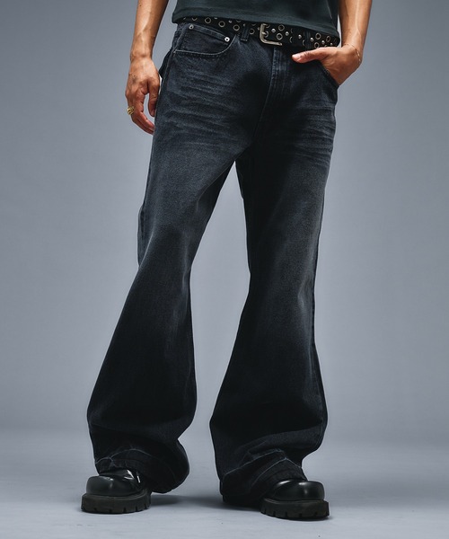 ANDER HUNK(アンダーハンク)の「Assort Overdyed Flare Denim/アソートオーバーダイフレアデニム(デニムパンツ・メンズ・バーガンディー/ブラック・SMALL/LARGE/MEDIUM)」の4枚目の写真