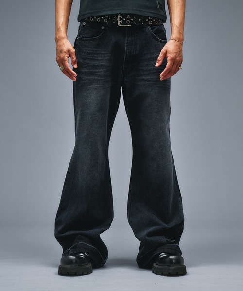 ANDER HUNK(アンダーハンク)の「Assort Overdyed Flare Denim/アソートオーバーダイフレアデニム(デニムパンツ・メンズ・バーガンディー/ブラック・SMALL/LARGE/MEDIUM)」の3枚目の写真