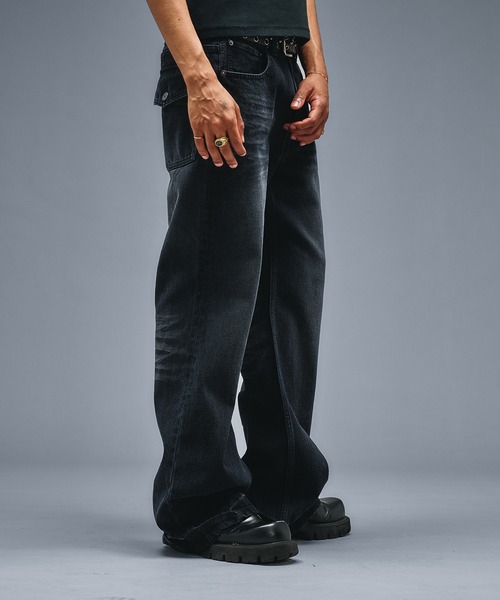 ANDER HUNK(アンダーハンク)の「Assort Overdyed Flare Denim/アソートオーバーダイフレアデニム(デニムパンツ・メンズ・バーガンディー/ブラック・SMALL/LARGE/MEDIUM)」の7枚目の写真