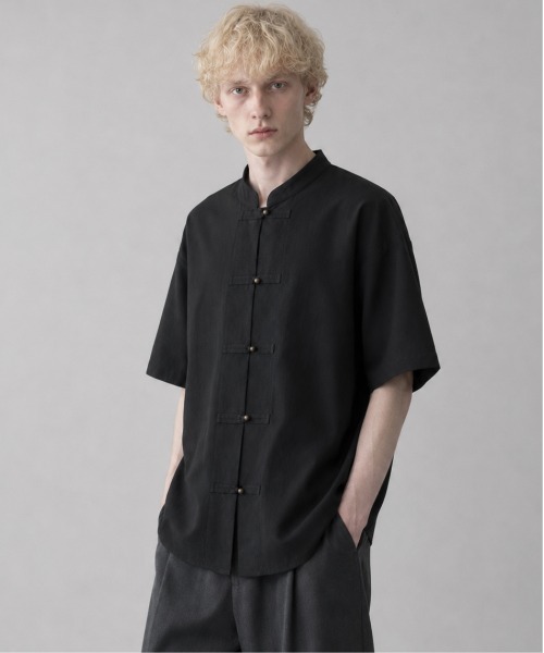 ONE DAY KMC (ワンデイケーエムシー)の「KUNG-FU SHIRT カンフーシャツ チャイナシャツ キレイめ 無地 半袖 シャツ / CTTP-004(シャツ/ブラウス・メンズ・ブラック・LARGE/SMALL/MEDIUM)」の1枚目の写真