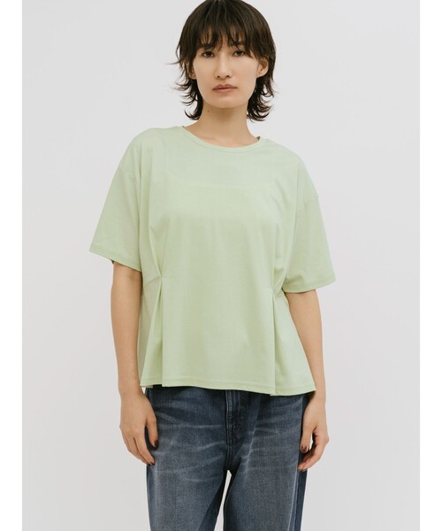 MIDIUMISOLID(ミディウミソリッド)の「MIDIUMISOLID for Ladies ウエストタックスムースカットソー(Tシャツ/カットソー・レディース・ブラック/グリーン/オフホワイト・FREE)」の2枚目の写真