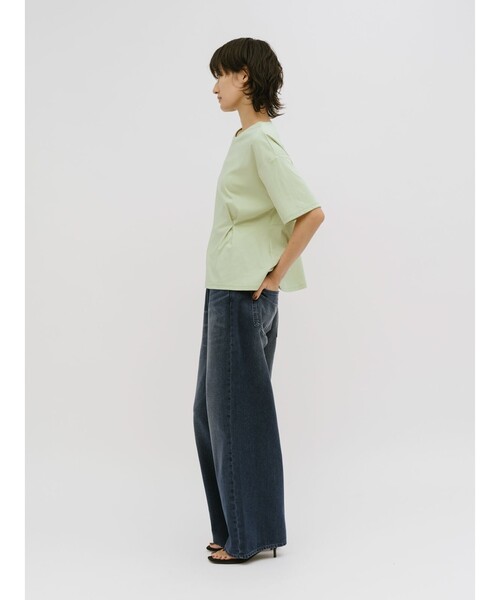 MIDIUMISOLID(ミディウミソリッド)の「MIDIUMISOLID for Ladies ウエストタックスムースカットソー(Tシャツ/カットソー・レディース・ブラック/グリーン/オフホワイト・FREE)」の9枚目の写真