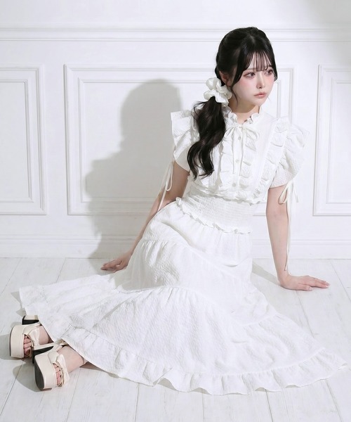 DearMyLoveRose(ディアマイラブローズ)の「プチハイネックシアーチェックティアードロングワンピース【大きいサイズあり】(ワンピース・レディース・ブルー/チェック/ホワイト・M-L/LL~3L/L~LL)」の22枚目の写真