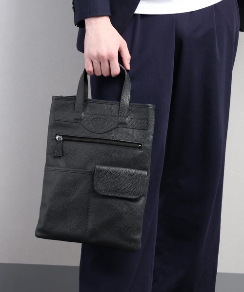 sankyo shokai（サンキョウショウカイ）の「牛革 薄マチ ミニバッグ（ハンドバッグ・メンズ・ネイビー/ブラック/キャメル・FREE）」の2枚目の写真