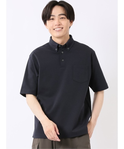 ストレッチ 接触冷感 抗菌防臭 UV シルケットポンチ 綿混 ボタンダウン