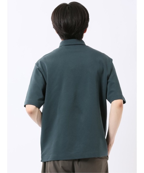 TAKA-Q（タカキュー）の「ポロシャツ 半袖 メンズ ストレッチ 接触冷感 抗菌防臭 UV 無地 綿混 ボタンダウン シルケット ポンチ（ポロシャツ・メンズ・ネイビー/ダークグリーン/ブラウン/ホワイト・MEDIUM/LARGE/X-LARGE）」の14枚目の写真