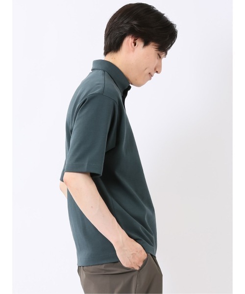 TAKA-Q（タカキュー）の「ポロシャツ 半袖 メンズ ストレッチ 接触冷感 抗菌防臭 UV 無地 綿混 ボタンダウン シルケット ポンチ（ポロシャツ・メンズ・ネイビー/ダークグリーン/ブラウン/ホワイト・MEDIUM/LARGE/X-LARGE）」の15枚目の写真