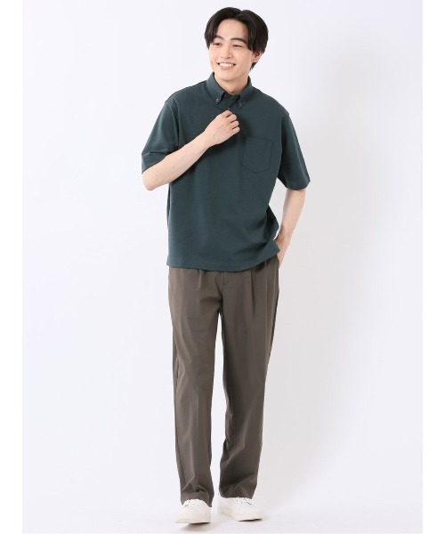 TAKA-Q（タカキュー）の「ポロシャツ 半袖 メンズ ストレッチ 接触冷感 抗菌防臭 UV 無地 綿混 ボタンダウン シルケット ポンチ（ポロシャツ・メンズ・ネイビー/ダークグリーン/ブラウン/ホワイト・MEDIUM/LARGE/X-LARGE）」の16枚目の写真