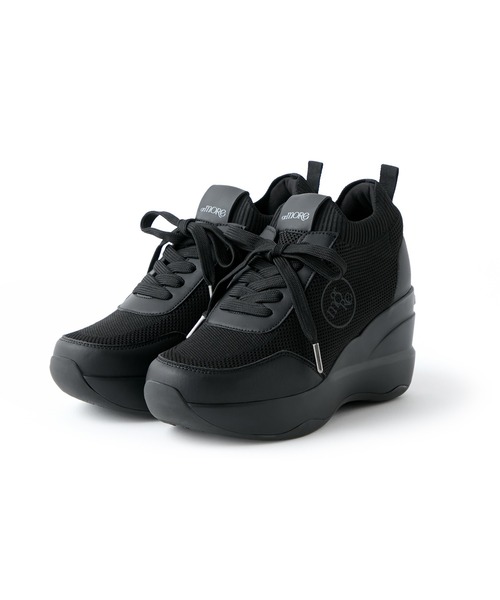 orMORE(オアモア)の「ヒールアップスニーカー2(スニーカー・レディース・ホワイト/ブラック・SMALL/MEDIUM/LARGE)」の2枚目の写真