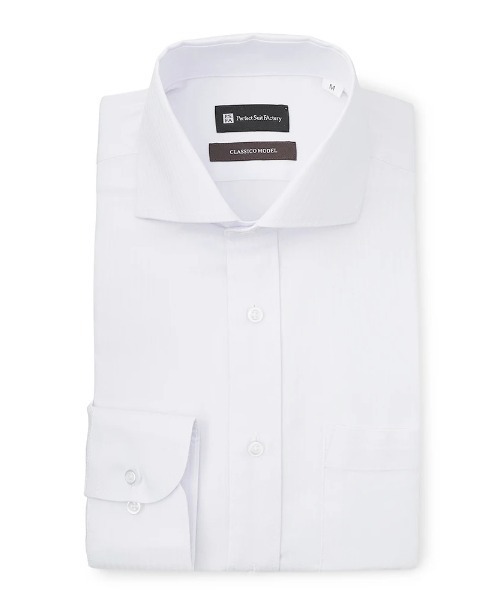 Perfect Suit FActory（パーフェクトスーツファクトリー）の「【Smart Pick！】ベーシック長袖ワイシャツ　カッタウェイ　ホワイト（ビジネスシャツ・メンズ・ホワイト・S/M/L/LL/3L）」の3枚目の写真
