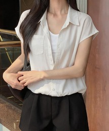 フェイクレイヤードフレンチスリーブシャツ