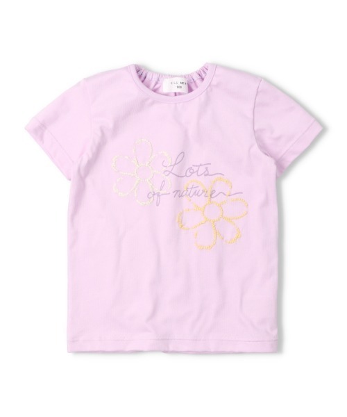 Will Mery(ウイルメリィ)の「【WEB限定】お花刺繍半袖Tシャツ(Tシャツ/カットソー・キッズ・オフホワイト/ラベンダー・110/120/90/100/130)」の2枚目の写真