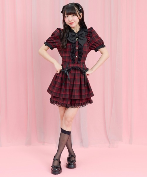 Secret Honey（シークレットハニー）の「ガーターライクセットアップ（セットアップ・レディース・ブラック/レッド・MEDIUM）」の6枚目の写真