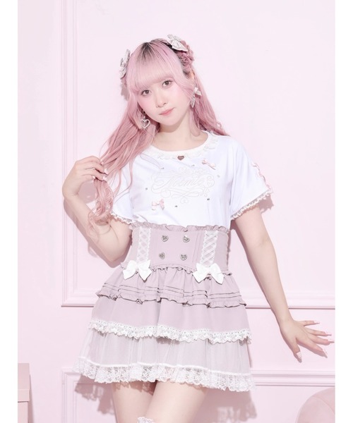 NOEMIE(ノエミー)の「メニーパールリボン刺繍Tシャツ(Tシャツ/カットソー・レディース・ピンク系その他/ブルー系その他/ブラック・M)」の1枚目の写真