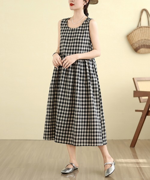 AMAJI(アマジ)の「チャイナ風 ルーズ ノースリーブワンピース(ワンピース・レディース・ブラック・XX-LARGE/X-LARGE/LARGE)」の2枚目の写真