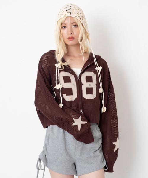 セール】WEGO/【26年秋冬新作】ナンバリングメッシュニットパーカー