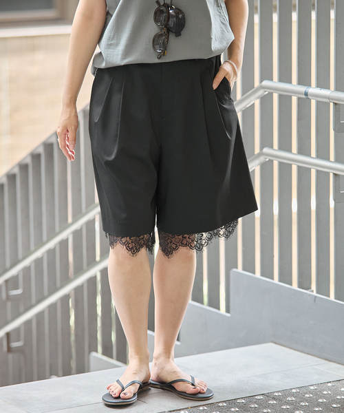 IENA（イエナ）の「スソレースレイヤードハーフパンツ（その他パンツ・レディース・ブラック・38/36）」の8枚目の写真