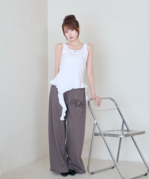 Rose Muse(ロゼミューズ)の「Frill hem tank top(タンクトップ・レディース・ブラック/ホワイト・FREE)」の12枚目の写真