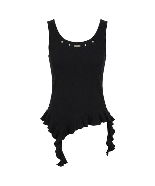 Rose Muse(ロゼミューズ)の「Frill hem tank top(タンクトップ・レディース・ブラック/ホワイト・FREE)」の7枚目の写真
