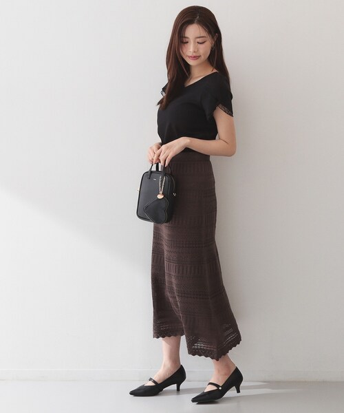 index(インデックス)の「【接触冷感/UVケア】ハートネックレースレイヤードトップス《洗濯機OK/6col》(Tシャツ/カットソー・レディース・ブルー系その他/ピンク/ナチュラル/ネイビー系5/ホワイト系9/ブラック・42/36/40/38)」の9枚目の写真