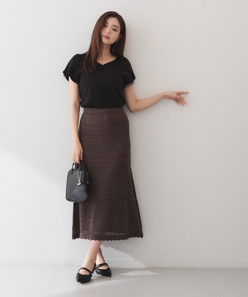 index(インデックス)の「【接触冷感/UVケア】ハートネックレースレイヤードトップス《洗濯機OK/6col》(Tシャツ/カットソー・レディース・ブルー系その他/ピンク/ナチュラル/ネイビー系5/ホワイト系9/ブラック・42/36/40/38)」の10枚目の写真