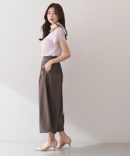 index(インデックス)の「【接触冷感/UVケア】ハートネックレースレイヤードトップス《洗濯機OK/6col》(Tシャツ/カットソー・レディース・ブルー系その他/ピンク/ナチュラル/ネイビー系5/ホワイト系9/ブラック・42/36/40/38)」の7枚目の写真