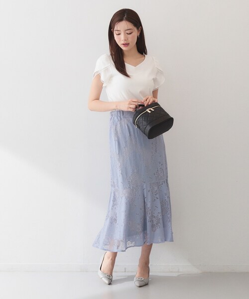 index(インデックス)の「【接触冷感/UVケア】ハートネックレースレイヤードトップス《洗濯機OK/6col》(Tシャツ/カットソー・レディース・ブルー系その他/ピンク/ナチュラル/ネイビー系5/ホワイト系9/ブラック・42/36/40/38)」の14枚目の写真