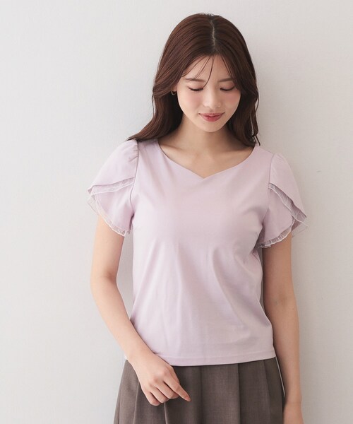 index(インデックス)の「【接触冷感/UVケア】ハートネックレースレイヤードトップス《洗濯機OK/6col》(Tシャツ/カットソー・レディース・ブルー系その他/ピンク/ナチュラル/ネイビー系5/ホワイト系9/ブラック・42/36/40/38)」の21枚目の写真