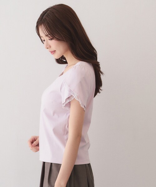 index(インデックス)の「【接触冷感/UVケア】ハートネックレースレイヤードトップス《洗濯機OK/6col》(Tシャツ/カットソー・レディース・ブルー系その他/ピンク/ナチュラル/ネイビー系5/ホワイト系9/ブラック・42/36/40/38)」の22枚目の写真