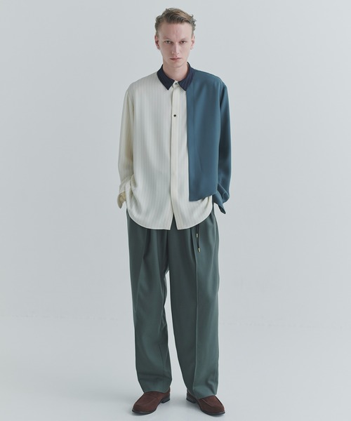 CULLNI(クルニ)の「Super 120s Wool Twill Pintuck 2Tuck Drawstring Wide Pants(スラックス・メンズ・グリーン/グレー/ブラック・1)」の7枚目の写真