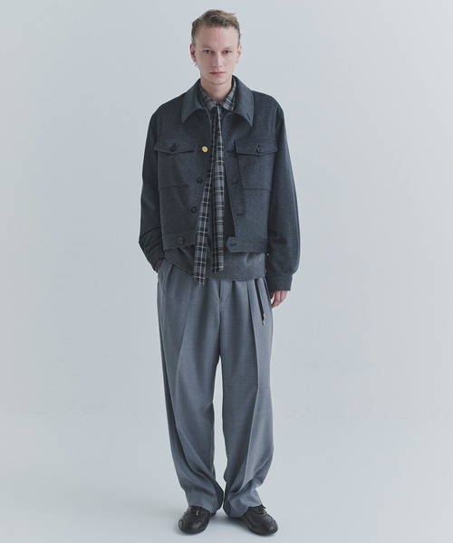 CULLNI(クルニ)の「Super 120s Wool Twill Pintuck 2Tuck Drawstring Wide Pants(スラックス・メンズ・グリーン/グレー/ブラック・1)」の5枚目の写真