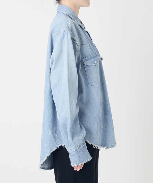 Attick by Johnbull(アティックバイジョンブル)の「【Attick by Johnbull 】別注ダメージデニムシャツ(シャツ/ブラウス・レディース・スカイブルー・FREE)」の8枚目の写真