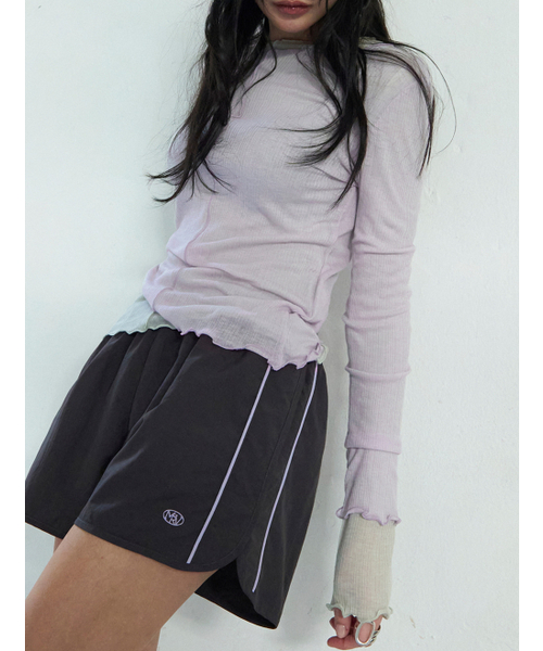MORVE13(モルブ13)の「シアーウェーブライニングTシャツ(Tシャツ/カットソー・レディース・ライトパープル/ミント/ダークグレー/スカイブルー/ライトグレー・FREE)」の7枚目の写真