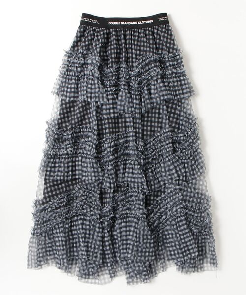 DOUBLE STANDARD CLOTHING(ダブルスタンダードクロージング)の「ギンガムチュールティアードスカート(スカート・レディース・ベージュ/ホワイト×ブラック・36/38)」の1枚目の写真
