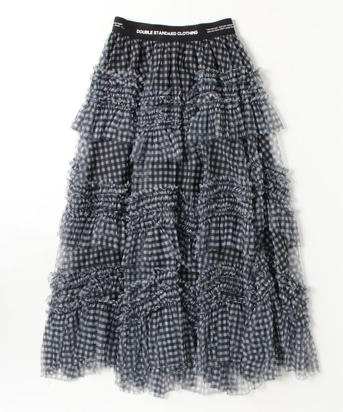 DOUBLE STANDARD CLOTHING(ダブルスタンダードクロージング)の「ギンガムチュールティアードスカート(スカート・レディース・ベージュ/ホワイト×ブラック・36/38)」の3枚目の写真