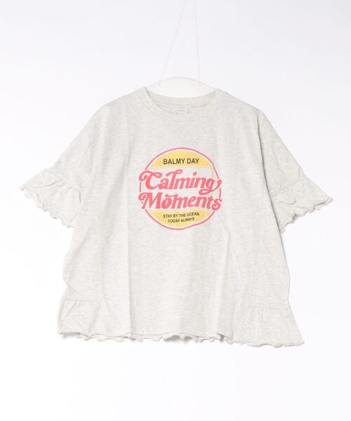 UNDERWRAPS(アンダーラップス)の「フリルデザイン 半袖Tシャツ ロゴプリント カジュアル(Tシャツ/カットソー・レディース・オートミール/ブラック・M/L)」の6枚目の写真