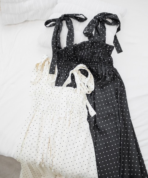 CLETTE（クレット）の「ドット柄ショルダーリボンワンピース（ワンピース・レディース・ブラック/アイボリー・3L/LL/4L）」の14枚目の写真