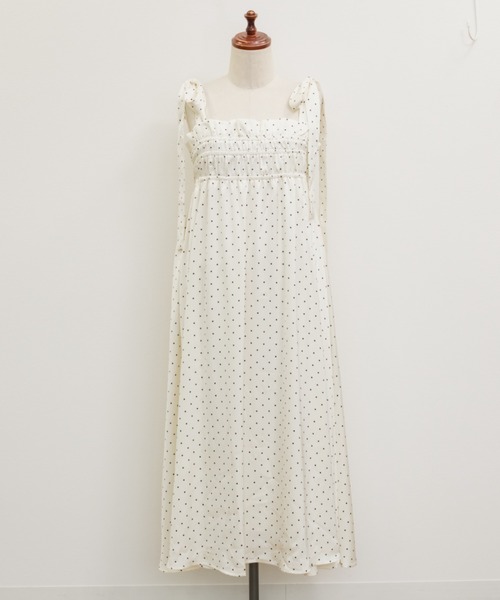CLETTE（クレット）の「ドット柄ショルダーリボンワンピース（ワンピース・レディース・ブラック/アイボリー・3L/LL/4L）」の15枚目の写真