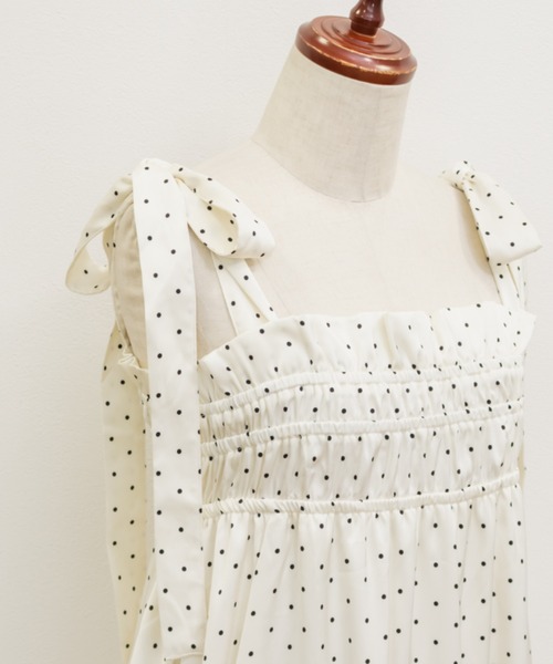 CLETTE（クレット）の「ドット柄ショルダーリボンワンピース（ワンピース・レディース・ブラック/アイボリー・3L/LL/4L）」の10枚目の写真