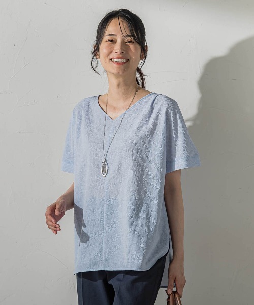 LAUTREAMONT(ロートレアモン)の「≪さらっと快適≫カラミタンブラーブラウス(シャツ/ブラウス・レディース・ブラック/ホワイト/ライトブルー/グリーン系その他・9号)」の4枚目の写真