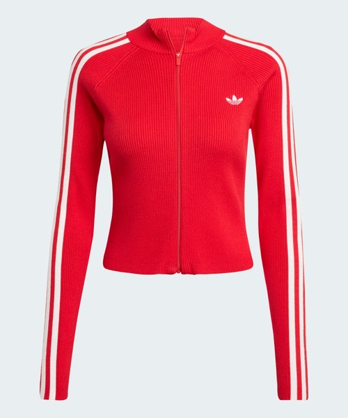 adidas（アディダス）の「アディカラー スリーストライプス スリム ニット トラックトップ / ジャージ  / トラックジャケット / アディダスオリジナルス adidas Originals（ジャージ・レディース・レッド・XX-LARGE/LARGE/MEDIUM/SMALL/X-LARGE/X-SMALL）」の4枚目の写真