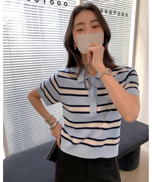 inst.ALL（インストール）の「配色ボーダーポロシャツ（ポロシャツ・レディース・クリーム・M）」の11枚目の写真