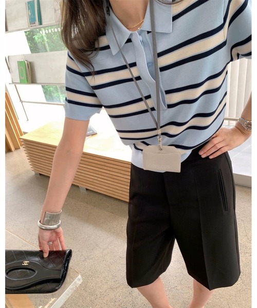 inst.ALL（インストール）の「配色ボーダーポロシャツ（ポロシャツ・レディース・クリーム・M）」の12枚目の写真