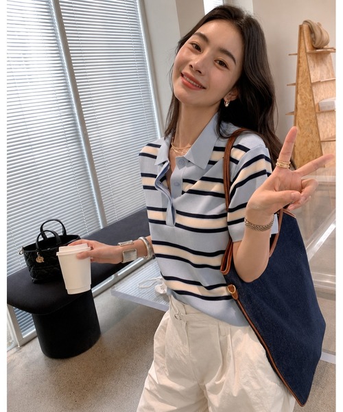 inst.ALL（インストール）の「配色ボーダーポロシャツ（ポロシャツ・レディース・クリーム・M）」の17枚目の写真