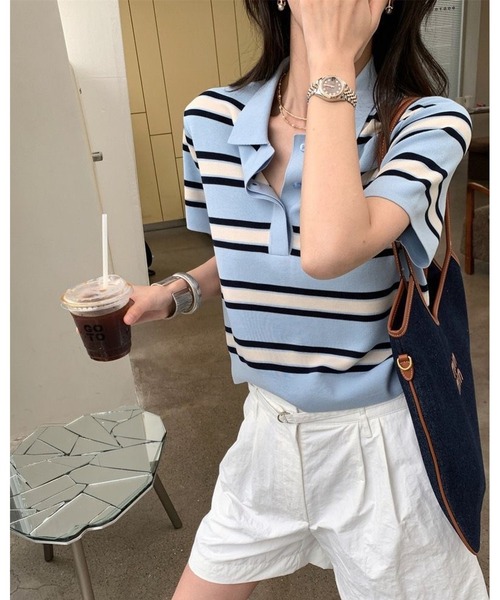 inst.ALL（インストール）の「配色ボーダーポロシャツ（ポロシャツ・レディース・クリーム・M）」の18枚目の写真